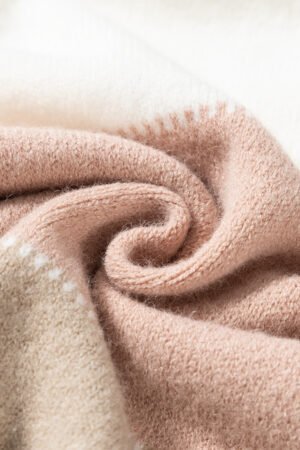 Dusty Pink Color Block Lantern Sleeve Drop Shoulder Sweater - Image 8