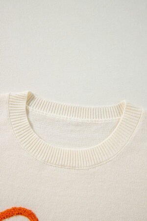 Apricot Boo Knitted Pattern Ribbed Edge Drop Shoulder Sweater - Image 8