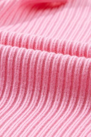 Pink Patch Pocket Ribbed Knit Short Sleeve Sweater - Image 7