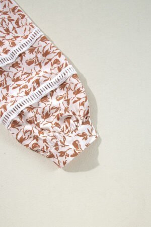 Yellow Printed Lace Detail Floral Puff Sleeve Fall Shirt - Image 7