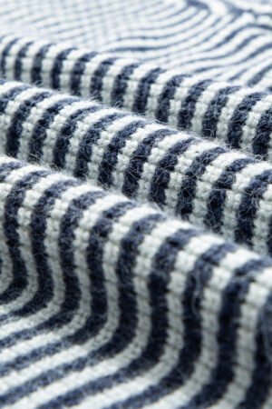 Sail Blue Striped Lantern Sleeve Drop Shoulder Cozy Sweater - Image 8