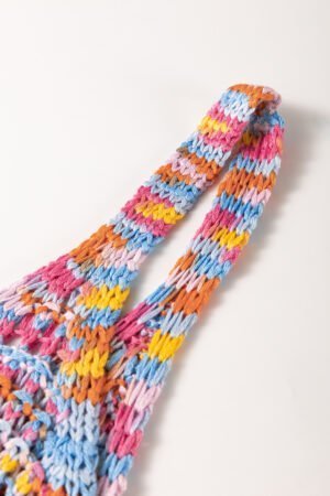 Pink Color Contrast Crochet Loose Fit Sweater Vest - Image 8