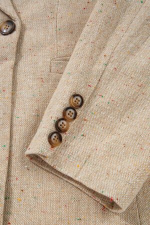 Oatmeal Single Breasted Elegant Suit Jacket - Image 10