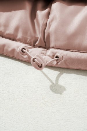 Apricot Pink Full Zipper Quilted Puffer Jacket - Image 9