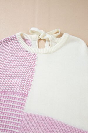 Bonbon Neutral Colorblock Tie Back Sweater - Image 7