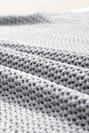 Light Grey Big Flower Hollowed Knit Drop Shoulder Sweater - Image 7