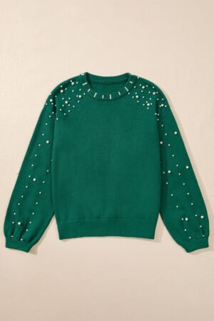 Evergreen Pearled Drop Shoulder Round Neck Sweater - Image 4