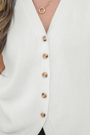 White V Neck Buttoned Sweater Vest - Image 4