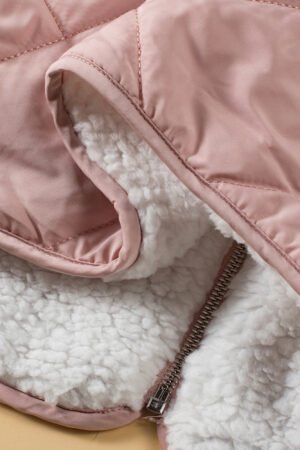 Pink Fleece Lined Quilted Vest Coats - Image 9