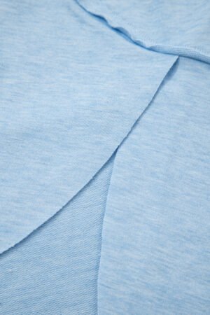 Myosotis Notched Neck Terry Raw Hem Long Sleeve Top - Image 8