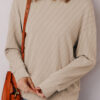 Straw Yellow Solid Color Textured Long Sleeve Top
