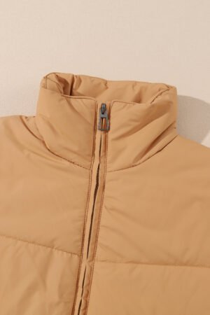Brown Zip Up Pocketed Puffer Jacket - Image 7