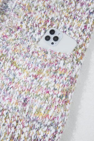 Yellow Multicolor Confetti Open Front Knit Cardigan - Image 6