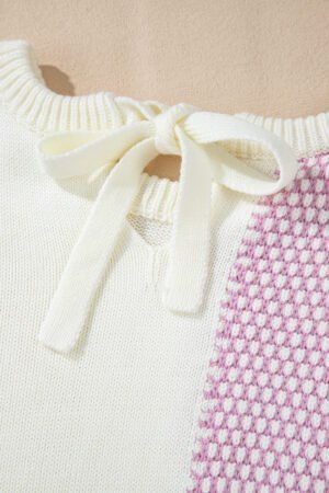 Bonbon Neutral Colorblock Tie Back Sweater - Image 8