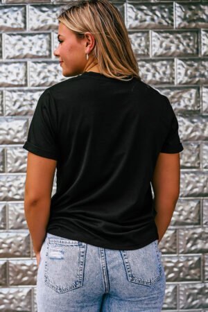 Black Rhinestone Western Pattern Cotton Blend Graphic T Shirt - Image 8