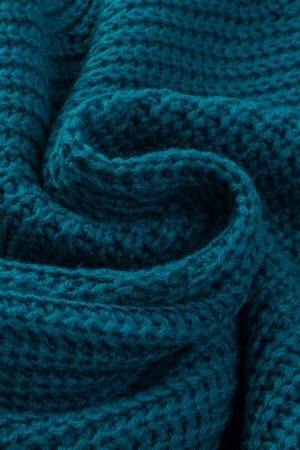 Blue-3 Hollow-out Puffy Sleeve Knit Sweater - Image 8