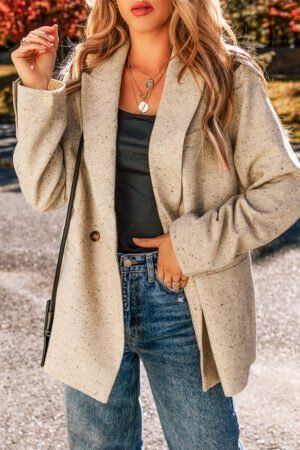 Alternative view of Oatmeal Single Breasted Elegant Suit Jacket