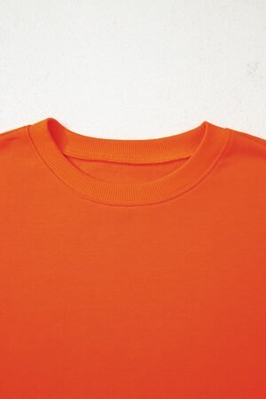 Orange Varsity Striped Detail Drop Shoulder Oversized Sweatshirt - Image 2