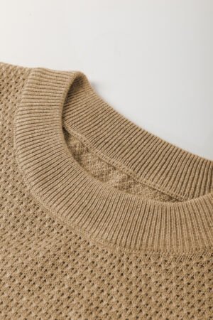 Straw Yellow Brushed Knit Casual Fitted Sweater - Image 6