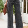 Black Chic Patch Pocket Straight Leg Loose Jeans