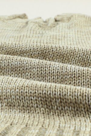 Gray V neck Drop Shoulder Knitted Sweater - Image 6