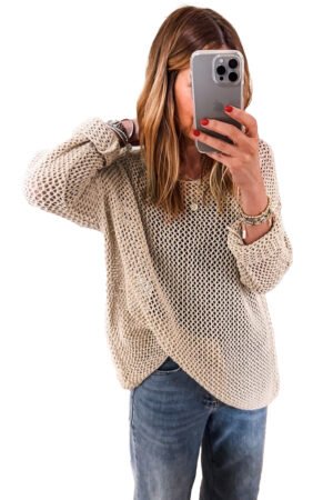 Smoke Gray Crochet Hollow-out Jumper Top Sweater - Image 18