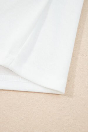 White Solid Color Seam Detail Raglan Long Sleeve Top - Image 10