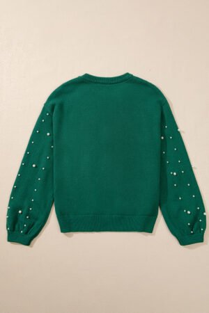 Evergreen Pearled Drop Shoulder Round Neck Sweater - Image 5