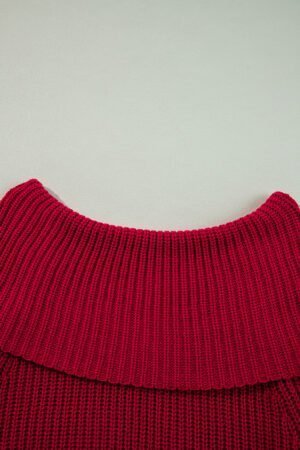 Racing Red Off-the-shoulder Knit Sweater - Image 7