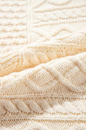 Beige Cable Knit Dolman Armholes Sweater Tank - Image 8