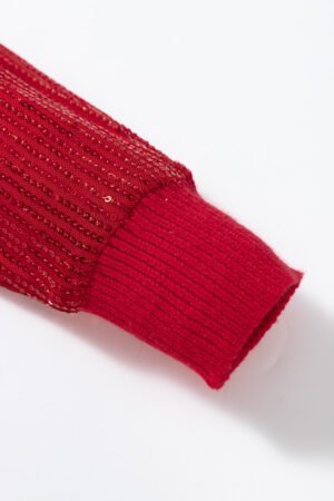 Racing Red Merry Graphic Sequin Sleeve Turtleneck Sweater - Image 8