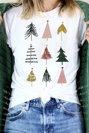 White Christmas Tree Graphic Tee - Image 3