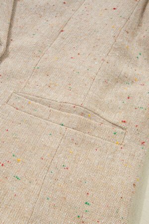 Oatmeal Single Breasted Elegant Suit Jacket - Image 9