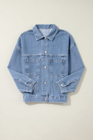 Wild Wind Washed Oversize Pocketed Denim Jacket - Image 6