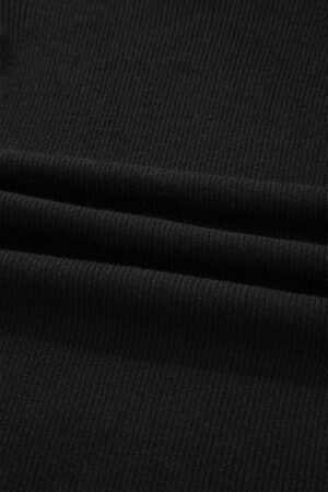 Black Ribbed Knit Cold Shoulder Sweater - Image 8