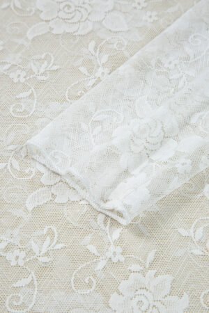 White Sheer Floral Lace Mesh Mock Neck Long Sleeve Top - Image 8
