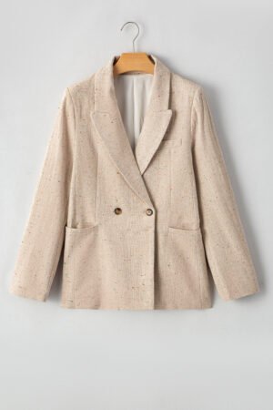 Oatmeal Single Breasted Elegant Suit Jacket - Image 7