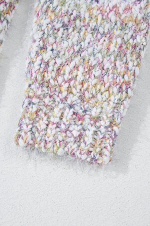 Yellow Multicolor Confetti Open Front Knit Cardigan - Image 7