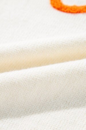 Apricot Boo Knitted Pattern Ribbed Edge Drop Shoulder Sweater - Image 6