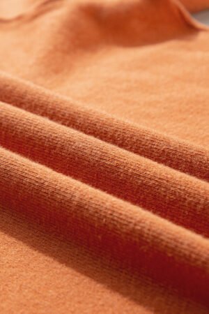 Straw Yellow Color Contrast Edge Mock Neck Slim Fit Sweater - Image 8