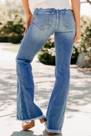 Alternative view of Ashleigh Blue Cut out Side Frayed Hemline Flare Jeans