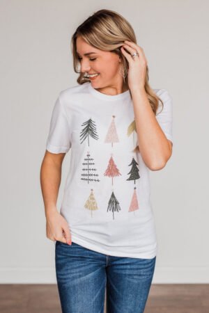 White Christmas Tree Graphic Tee - Image 7