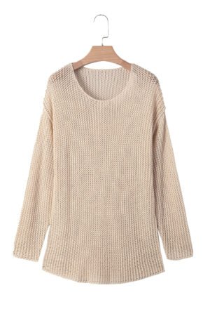 Smoke Gray Crochet Hollow-out Jumper Top Sweater - Image 19