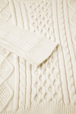 White Cable Knit Cropped Sweater - Image 8