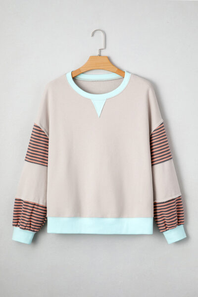 Jet Stream Striped Colorblock Patchwork Drop Shoulder Sweatshirt