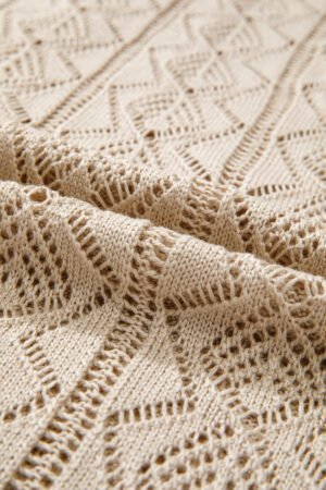 Parchment Hollow Out Buttons Front Long Cardigan - Image 6