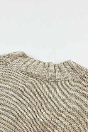 Gray V neck Drop Shoulder Knitted Sweater - Image 7