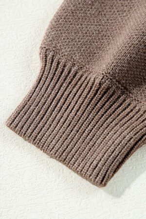Parchment Contrast Flower Half Zipper Stand Neck Sweater - Image 8
