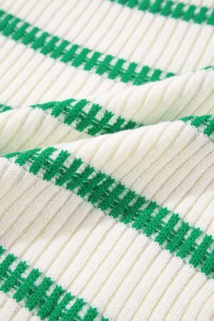 Bright Green Striped Round Neck Casual Sweater Vest - Image 8