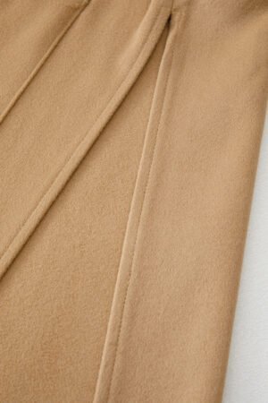 Light French Beige Solid Color Casual Zip up Hooded Coat - Image 6